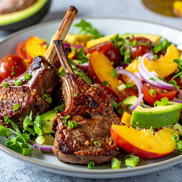 Mustard Glazed Lamb Chops with Summer Salad